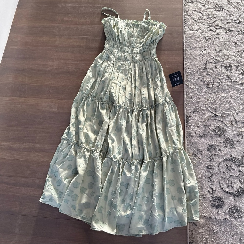 Lulu's Sage Green Floral Maxi Dress